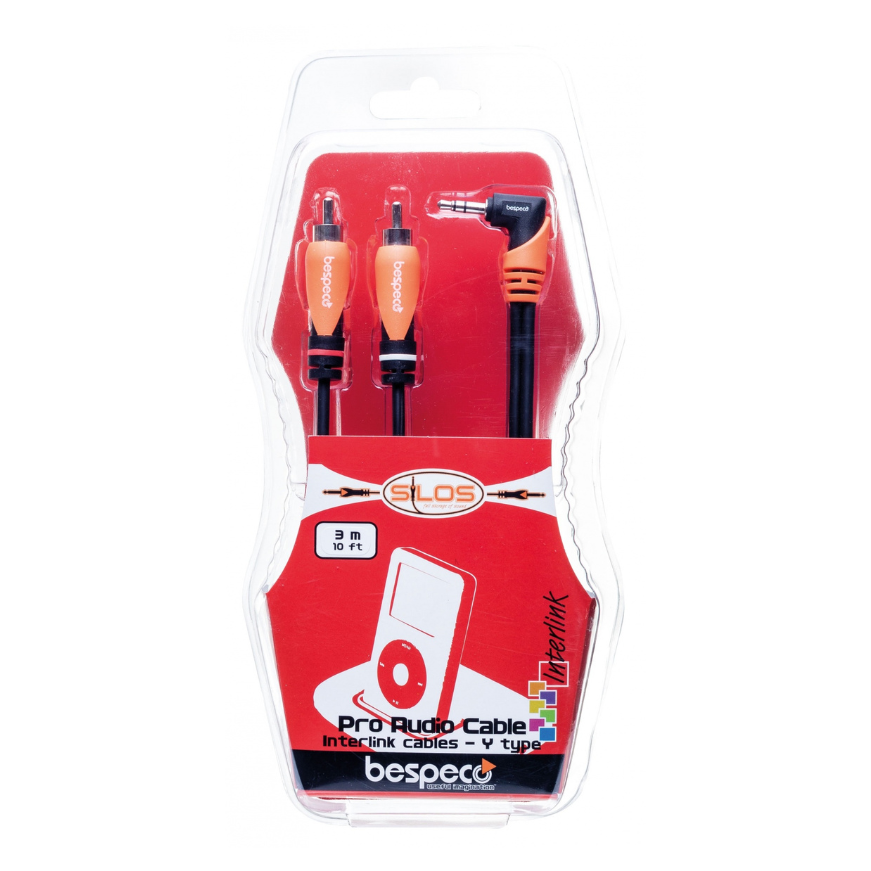 Bespeco SLYMPR, 3.5 mm 90° Stereo Jack Male - 2x RCA Male Интерлинк кабел - Image 2