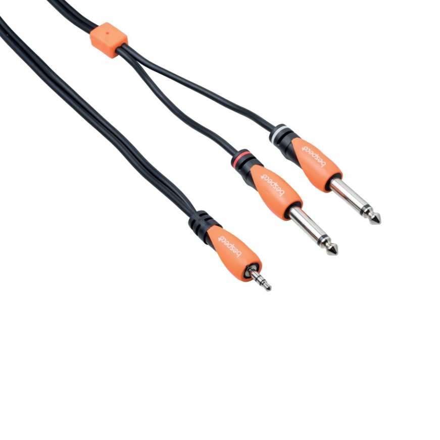 Bespeco SLYMSJ, 3.5 mm Stereo Jack Male - 2x6.3 mm Mono Jack Male (1.8 - 5 м) Интерлинк кабел