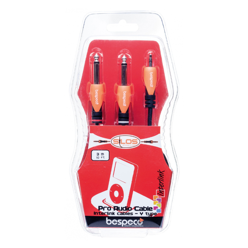 Bespeco SLYMSJ, 3.5 mm Stereo Jack Male - 2x6.3 mm Mono Jack Male (1.8 - 5 м) Интерлинк кабел - Image 2